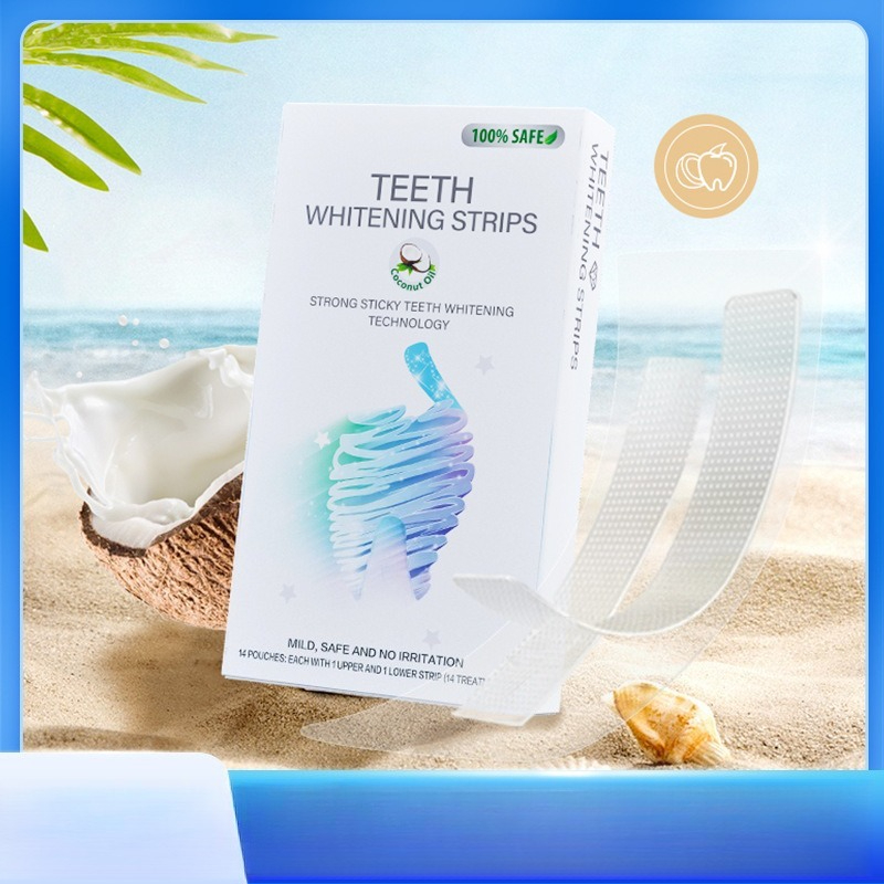 Teeth Whitening With Coconut Oil - Adesivo de beleza 6D com óleo