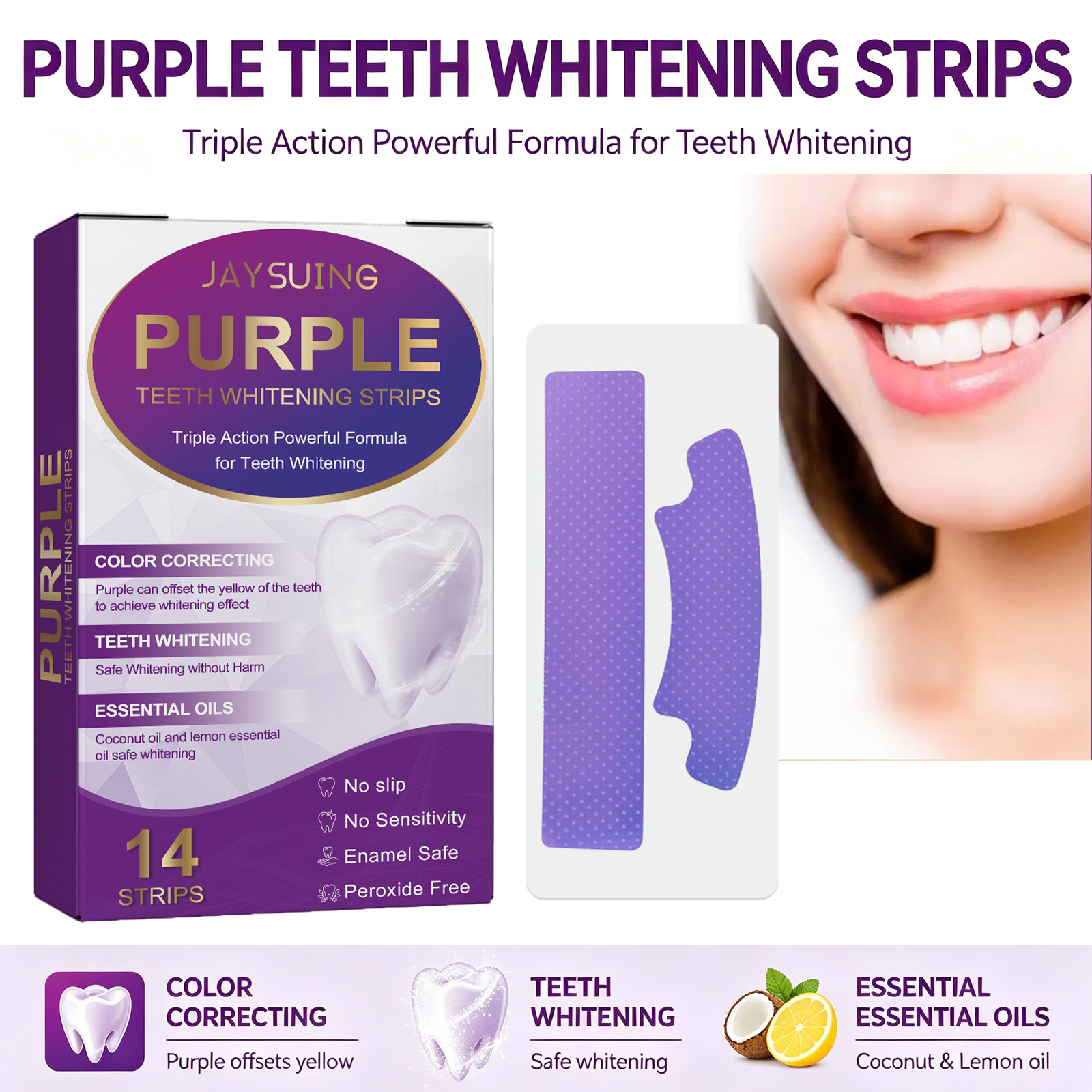 Teeth Whitening With Coconut Oil - Tiras Clareadoras de Dentes Roxas: Clareamento