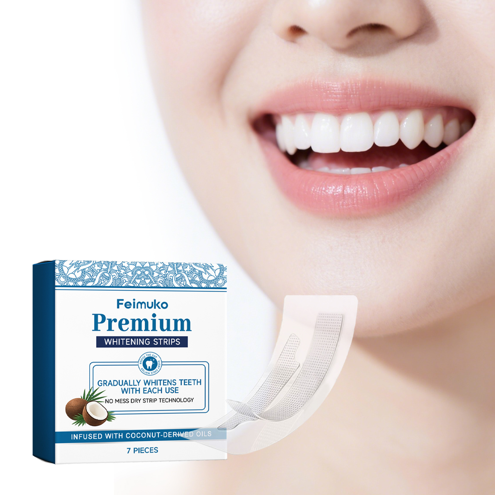 Teeth Whitening With Coconut Oil - Feimuko Tiras Clareadoras de Dentes com