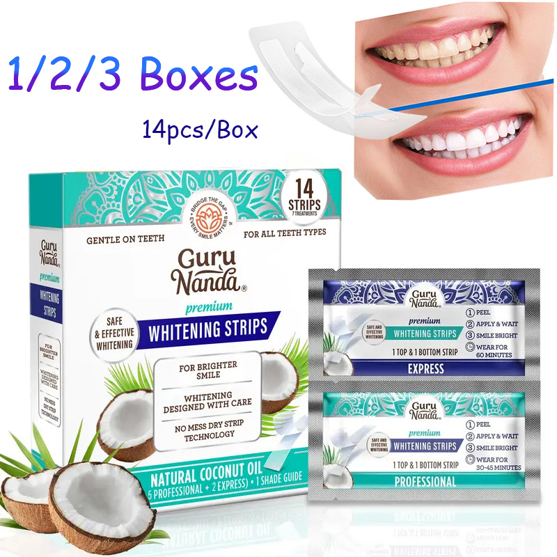 Teeth Whitening With Coconut Oil - 14pcs/caixa Fitas Clareadoras de Dentes com