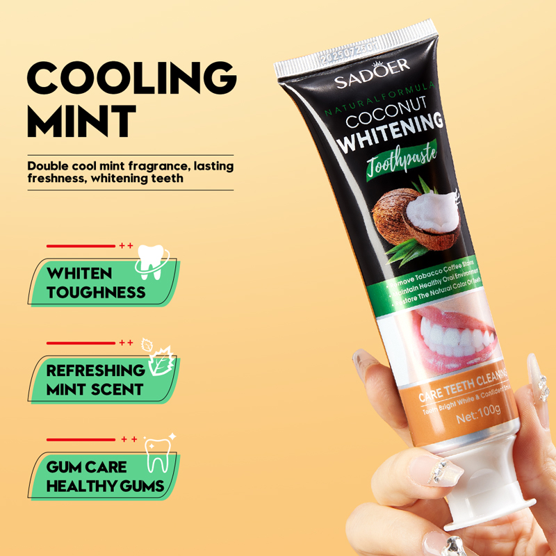 Teeth Whitening With Coconut Oil - SADOER Pasta de dente branqueadora de