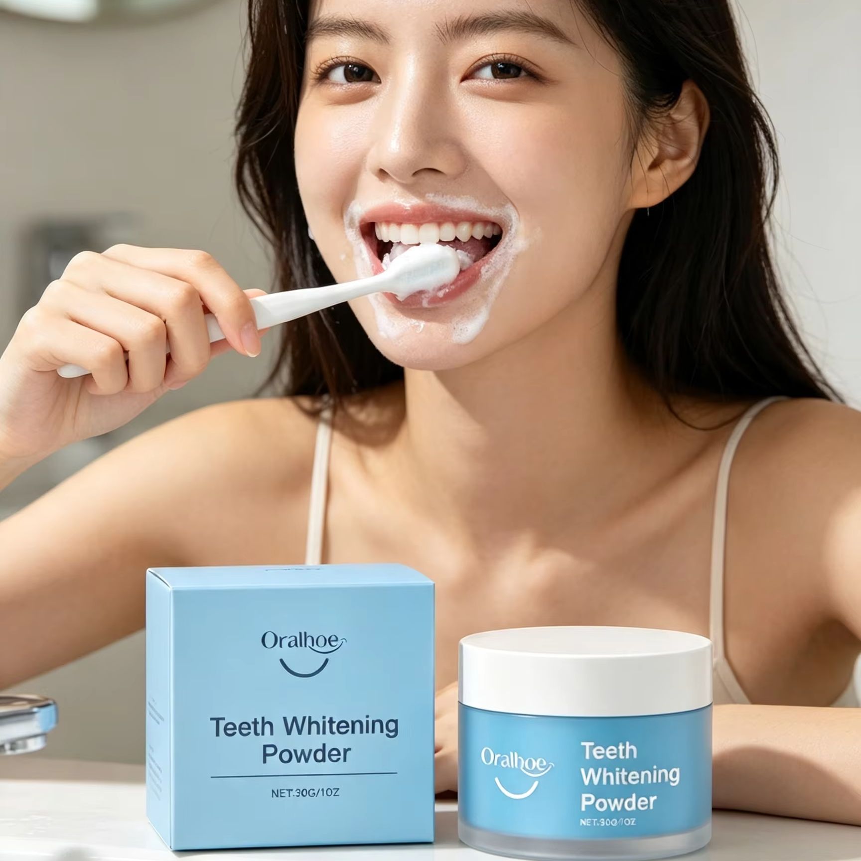 Teeth Whitening App - Pó Dental Oralhoe para Escovação dos