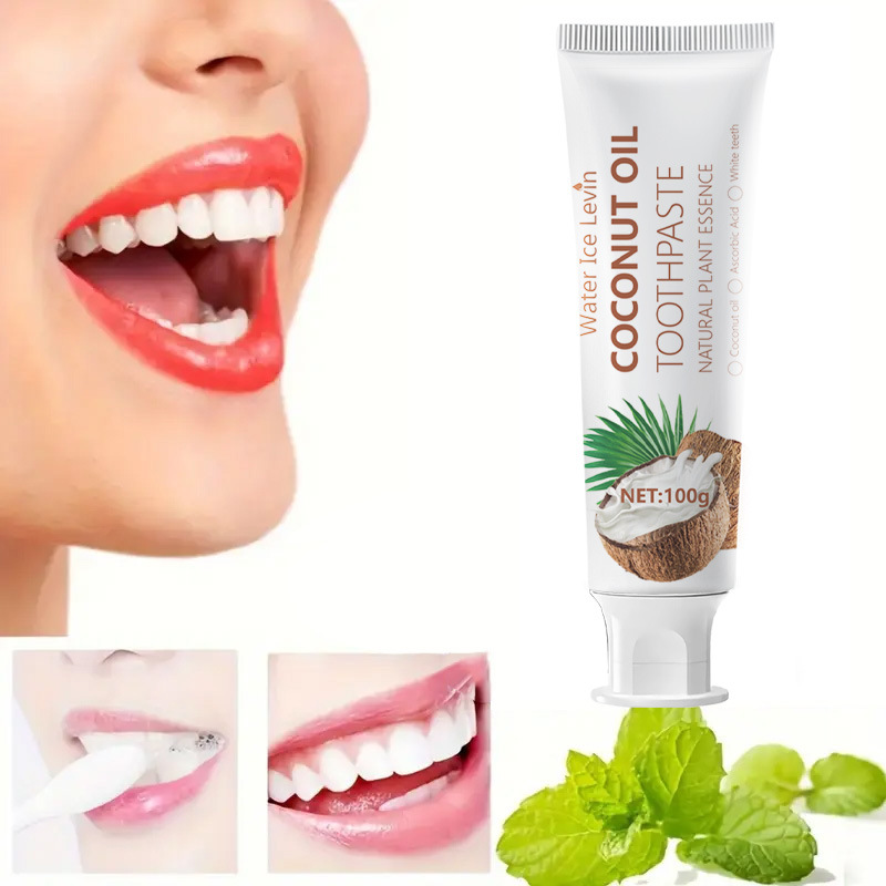 Teeth Whitening With Coconut Oil - 100g de creme dental branqueador de