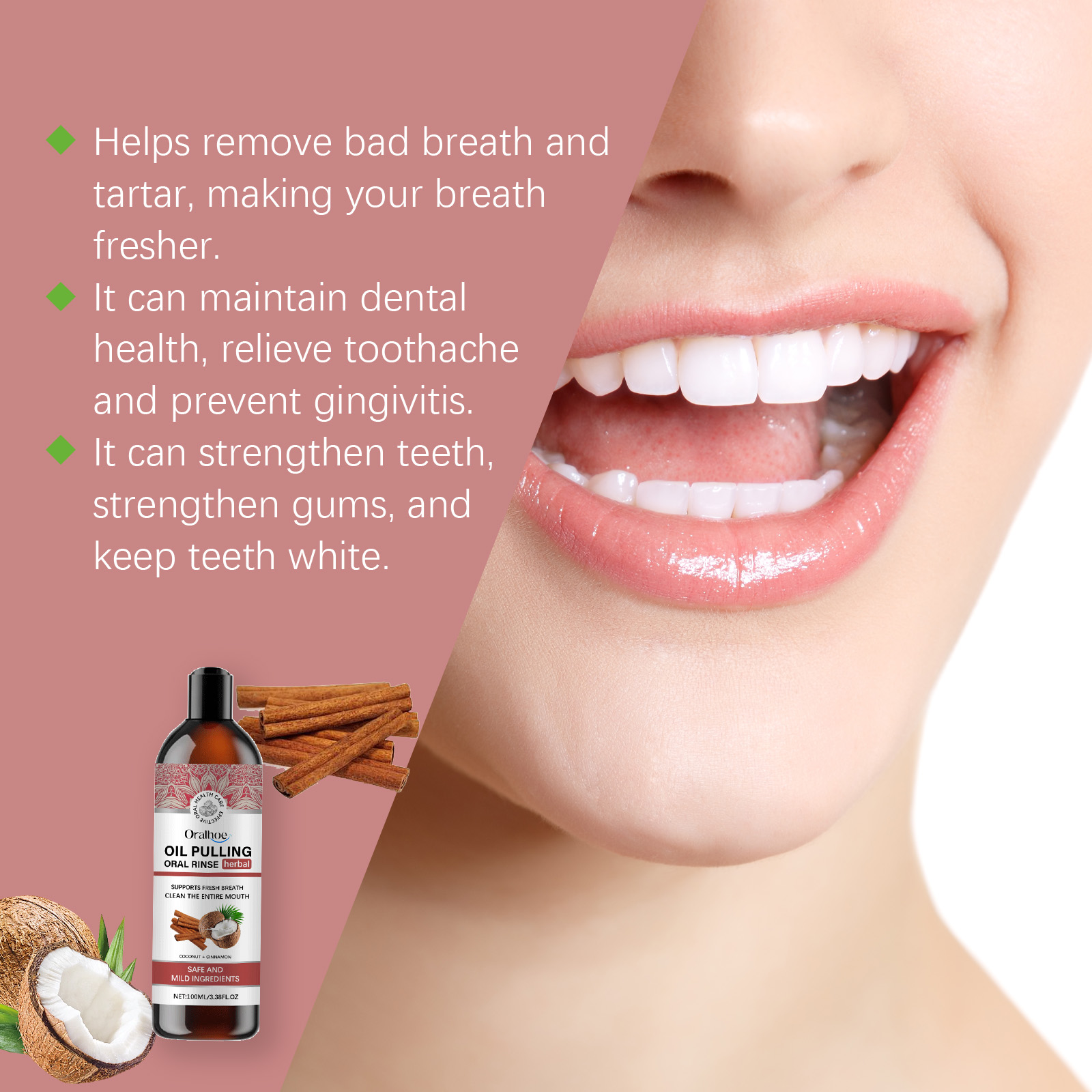 Óleo de tração de coco enxagua - Teeth Whitening With Coconut Oil avaliação e preço